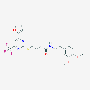 molecular formula C23H24F3N3O4S B318292 N-[2-(3,4-dimethoxyphenyl)ethyl]-4-{[4-(2-furyl)-6-(trifluoromethyl)-2-pyrimidinyl]sulfanyl}butanamide 