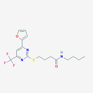 molecular formula C17H20F3N3O2S B318298 N-butyl-4-{[4-(2-furyl)-6-(trifluoromethyl)-2-pyrimidinyl]sulfanyl}butanamide 