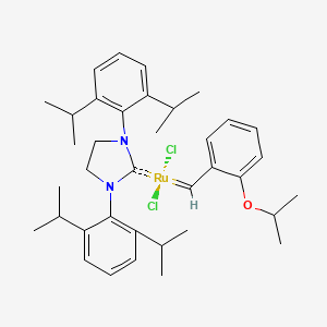 molecular formula C37H50Cl2N2ORu B3183104 {1,3-双[2,6-二(丙-2-基)苯基]咪唑烷-2-亚甲基}(二氯)({2-[(丙-2-基)氧基]苯基}亚甲基)钌 CAS No. 635679-24-2