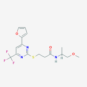 3-{[4-(2-furyl)-6-(trifluoromethyl)-2-pyrimidinyl]sulfanyl}-N-(2-methoxy-1-methylethyl)propanamide