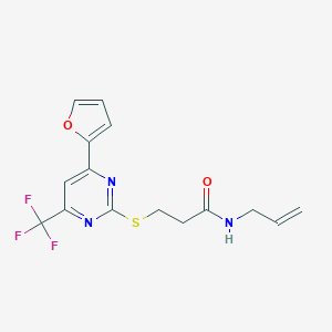 N-Allyl-3-(4-furan-2-yl-6-trifluoromethyl-pyrimidin-2-ylsulfanyl)-propionamide