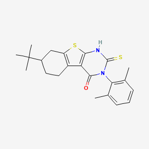 B3183194 7-tert-butyl-3-(2,6-dimethylphenyl)-2-sulfanylidene-5,6,7,8-tetrahydro-1H-[1]benzothiolo[2,3-d]pyrimidin-4-one CAS No. 744227-08-5