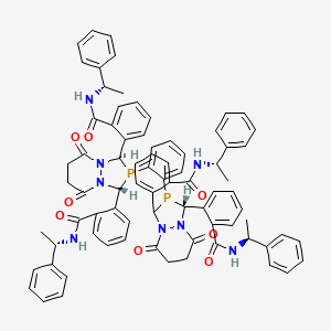 molecular formula C78H72N8O8P2 B3183245 2-[(1R)-2-[2-[(1R,3R)-5,8-dioxo-1,3-bis[2-[[(1S)-1-phenylethyl]carbamoyl]phenyl]-1,3,6,7-tetrahydro-[1,2,4]diazaphospholo[1,2-a]pyridazin-2-yl]phenyl]-5,8-dioxo-3-[2-[[(1S)-1-phenylethyl]carbamoyl]phenyl]-1,3,6,7-tetrahydro-[1,2,4]diazaphospholo[1,2-a]pyridazin-1-yl]-N-[(1S)-1-phenylethyl]benzamide CAS No. 851609-33-1