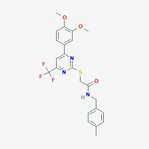 molecular formula C23H22F3N3O3S B318330 2-{[4-(3,4-dimethoxyphenyl)-6-(trifluoromethyl)-2-pyrimidinyl]sulfanyl}-N-(4-methylbenzyl)acetamide 