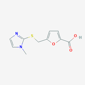molecular formula C10H10N2O3S B3183342 5-{[(1-methyl-1H-imidazol-2-yl)sulfanyl]methyl}furan-2-carboxylic acid CAS No. 923675-20-1