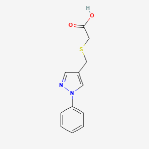 molecular formula C12H12N2O2S B3183391 [[(1-Phenyl-1H-pyrazol-4-yl)methyl]thio]acetic acid CAS No. 957038-37-8