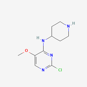 molecular formula C10H15ClN4O B3183499 2-chloro-5-methoxy-N-(piperidin-4-yl)pyrimidin-4-amine CAS No. 1000335-27-2