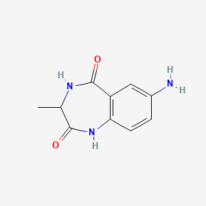 molecular formula C10H11N3O2 B3183567 7-Amino-3-methyl-3,4-dihydro-1H-benzo[e][1,4]diazepine-2,5-dione CAS No. 1009315-86-9