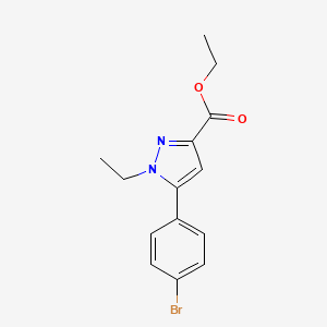 molecular formula C14H15BrN2O2 B3183657 Ethyl 5-(4-bromophenyl)-1-ethyl-1H-pyrazole-3-carboxylate CAS No. 1020236-41-2