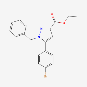 molecular formula C19H17BrN2O2 B3183660 Ethyl 1-benzyl-5-(4-bromophenyl)-1H-pyrazole-3-carboxylate CAS No. 1020236-42-3