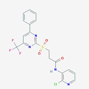 molecular formula C19H14ClF3N4O3S B318370 N-(2-chloro-3-pyridinyl)-3-{[4-phenyl-6-(trifluoromethyl)-2-pyrimidinyl]sulfonyl}propanamide 