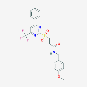 molecular formula C22H20F3N3O4S B318372 N-(4-methoxybenzyl)-3-{[4-phenyl-6-(trifluoromethyl)-2-pyrimidinyl]sulfonyl}propanamide 