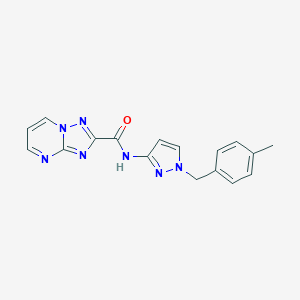 molecular formula C17H15N7O B318373 N-[1-(4-methylbenzyl)-1H-pyrazol-3-yl][1,2,4]triazolo[1,5-a]pyrimidine-2-carboxamide 