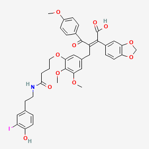 molecular formula C39H38INO11 B3183734 (Z)-2-(1,3-benzodioxol-5-yl)-3-[[3-[4-[2-(4-hydroxy-3-iodophenyl)ethylamino]-4-oxobutoxy]-4,5-dimethoxyphenyl]methyl]-4-(4-methoxyphenyl)-4-oxobut-2-enoic acid CAS No. 1027525-70-7