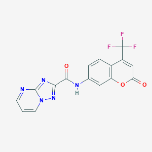 molecular formula C16H8F3N5O3 B318376 N-[2-oxo-4-(trifluoromethyl)-2H-chromen-7-yl][1,2,4]triazolo[1,5-a]pyrimidine-2-carboxamide 