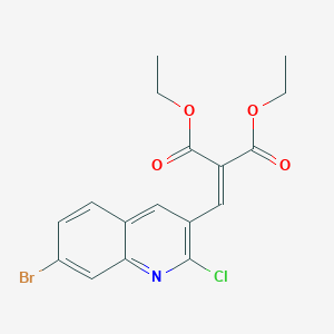 molecular formula C17H15BrClNO4 B3183769 7-Bromo-2-chloro-3-(2,2-diethoxycarbonyl)vinylquinoline CAS No. 1031928-83-2
