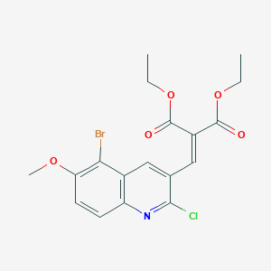 molecular formula C18H17BrClNO5 B3183774 5-Bromo-2-chloro-6-methoxy-3-(2,2-diethoxycarbonyl)vinylquinoline CAS No. 1031929-09-5