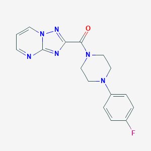 molecular formula C16H15FN6O B318378 2-{[4-(4-Fluorophenyl)-1-piperazinyl]carbonyl}[1,2,4]triazolo[1,5-a]pyrimidine 
