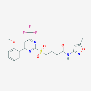 molecular formula C20H19F3N4O5S B318386 4-[[4-(2-甲氧基苯基)-6-(三氟甲基)-2-嘧啶基]磺酰基]-N-(5-甲基-3-异恶唑基)丁酰胺 