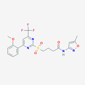 molecular formula C20H19F3N4O5S B318386 4-{[4-(2-methoxyphenyl)-6-(trifluoromethyl)-2-pyrimidinyl]sulfonyl}-N-(5-methyl-3-isoxazolyl)butanamide 