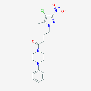 molecular formula C18H22ClN5O3 B318387 1-[4-(4-chloro-5-methyl-3-nitro-1H-pyrazol-1-yl)butanoyl]-4-phenylpiperazine 