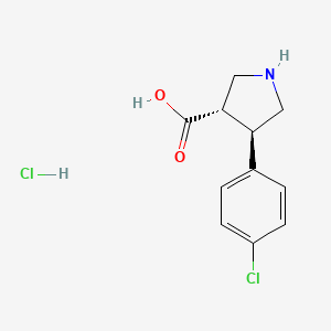 molecular formula C11H13Cl2NO2 B3183906 反式-4-(4-氯苯基)吡咯烷-3-羧酸盐酸盐 CAS No. 1049727-79-8