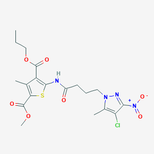 molecular formula C19H23ClN4O7S B318396 2-methyl 4-propyl 5-{[4-(4-chloro-5-methyl-3-nitro-1H-pyrazol-1-yl)butanoyl]amino}-3-methylthiophene-2,4-dicarboxylate 