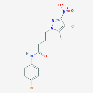 molecular formula C14H14BrClN4O3 B318400 N-(4-bromophenyl)-4-(4-chloro-5-methyl-3-nitro-1H-pyrazol-1-yl)butanamide 