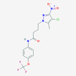 molecular formula C15H14ClF3N4O4 B318401 4-(4-chloro-5-methyl-3-nitro-1H-pyrazol-1-yl)-N-[4-(trifluoromethoxy)phenyl]butanamide 