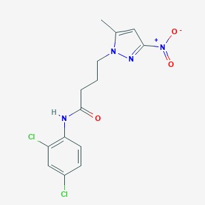 molecular formula C14H14Cl2N4O3 B318413 N-(2,4-dichlorophenyl)-4-(5-methyl-3-nitro-1H-pyrazol-1-yl)butanamide 