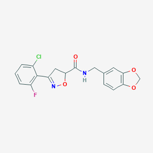 N-(1,3-benzodioxol-5-ylmethyl)-3-(2-chloro-6-fluorophenyl)-4,5-dihydro-1,2-oxazole-5-carboxamide