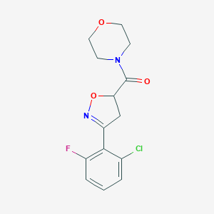 molecular formula C14H14ClFN2O3 B318419 4-{[3-(2-Chloro-6-fluorophenyl)-4,5-dihydro-5-isoxazolyl]carbonyl}morpholine 