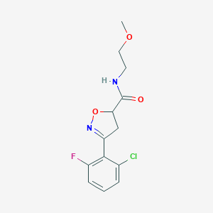 molecular formula C13H14ClFN2O3 B318420 3-(2-chloro-6-fluorophenyl)-N-(2-methoxyethyl)-4,5-dihydro-5-isoxazolecarboxamide 