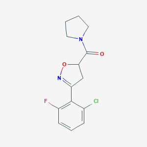 molecular formula C14H14ClFN2O2 B318421 3-(2-Chloro-6-fluorophenyl)-5-(1-pyrrolidinylcarbonyl)-4,5-dihydroisoxazole 