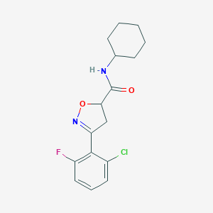 molecular formula C16H18ClFN2O2 B318423 3-(2-chloro-6-fluorophenyl)-N-cyclohexyl-4,5-dihydro-1,2-oxazole-5-carboxamide 