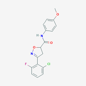 molecular formula C17H14ClFN2O3 B318424 3-(2-chloro-6-fluorophenyl)-N-(4-methoxyphenyl)-4,5-dihydro-1,2-oxazole-5-carboxamide 