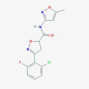 3-(2-chloro-6-fluorophenyl)-N-(5-methyl-1,2-oxazol-3-yl)-4,5-dihydro-1,2-oxazole-5-carboxamide