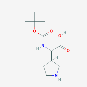 molecular formula C11H20N2O4 B3184298 2-((tert-Butoxycarbonyl)amino)-2-(pyrrolidin-3-yl)acetic acid CAS No. 1093191-35-5