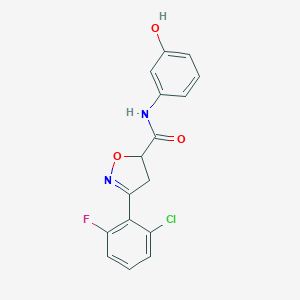 molecular formula C16H12ClFN2O3 B318430 3-(2-chloro-6-fluorophenyl)-N-(3-hydroxyphenyl)-4,5-dihydro-1,2-oxazole-5-carboxamide 