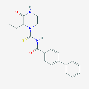 molecular formula C20H21N3O2S B318432 N-[(2-ethyl-3-oxopiperazin-1-yl)carbonothioyl]biphenyl-4-carboxamide 
