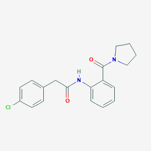 molecular formula C19H19ClN2O2 B318433 2-(4-chlorophenyl)-N-[2-(1-pyrrolidinylcarbonyl)phenyl]acetamide 