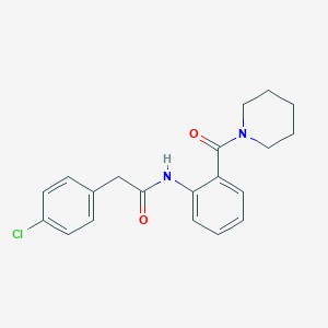 molecular formula C20H21ClN2O2 B318435 2-(4-chlorophenyl)-N-[2-(1-piperidinylcarbonyl)phenyl]acetamide 