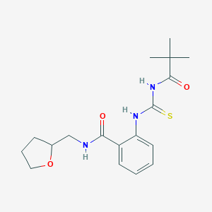 molecular formula C18H25N3O3S B318456 2-{[(2,2-dimethylpropanoyl)carbamothioyl]amino}-N-(tetrahydrofuran-2-ylmethyl)benzamide 