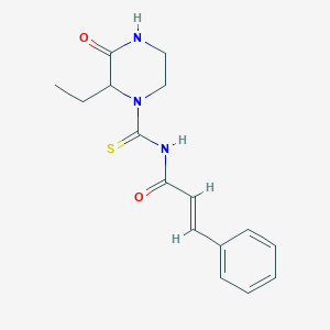 N-[(2-ethyl-3-oxo-1-piperazinyl)carbothioyl]-3-phenylacrylamide