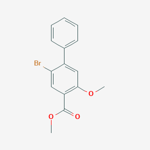 molecular formula C15H13BrO3 B3184709 Methyl 2-bromo-5-methoxybiphenyl-4-carboxylate CAS No. 1131587-95-5