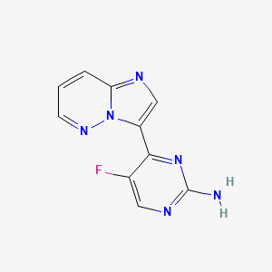 molecular formula C10H7FN6 B3184806 5-Fluoro-4-(imidazo[1,2-b]pyridazin-3-yl)pyrimidin-2-amine CAS No. 1131604-83-5
