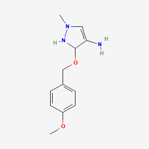 molecular formula C12H17N3O2 B3184812 3-(4-methoxybenzyloxy)-1-methyl-2,3-dihydro-1H-pyrazol-4-amine CAS No. 1131604-84-6