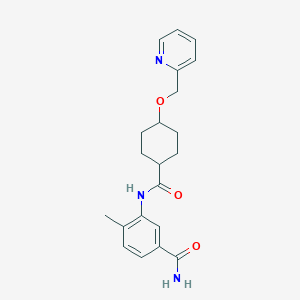 molecular formula C21H25N3O3 B3184823 4-Methyl-3-(4-(pyridin-2-ylmethoxy)cyclohexanecarboxamido)benzamide CAS No. 1131604-94-8