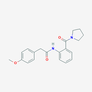 molecular formula C20H22N2O3 B318493 2-(4-methoxyphenyl)-N-[2-(1-pyrrolidinylcarbonyl)phenyl]acetamide 