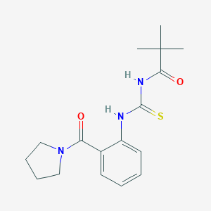 molecular formula C17H23N3O2S B318498 N-(2,2-dimethylpropanoyl)-N'-[2-(1-pyrrolidinylcarbonyl)phenyl]thiourea 